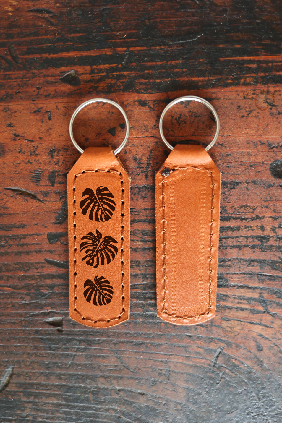Monstera Plant Leather Keychain