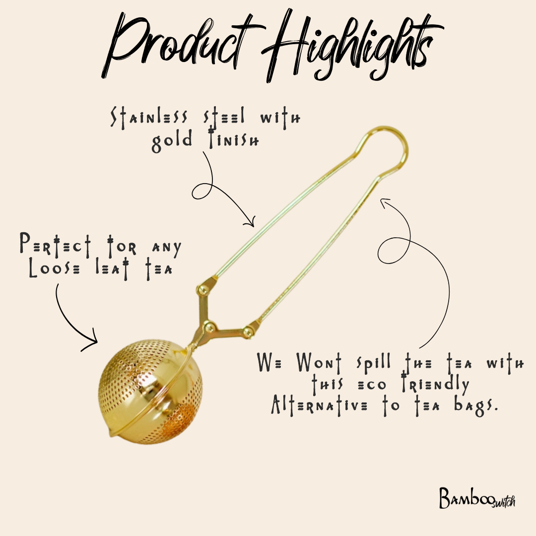 Gold Stainless Steel Tea Strainer | Infuser