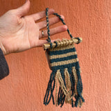 Mini-Tapestry Car Charm | Blue and Beige