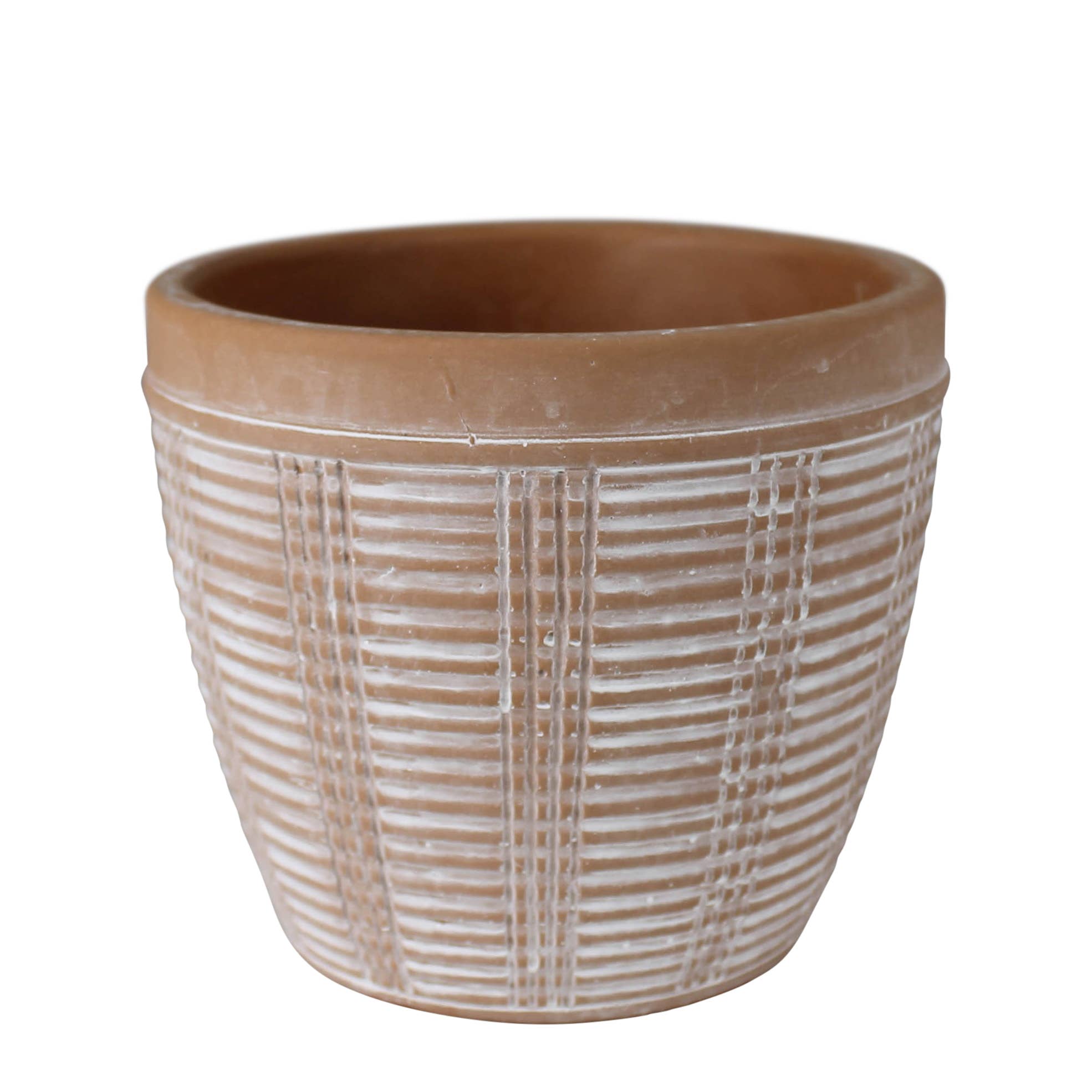 Terra Cotta Toned Cement Pot