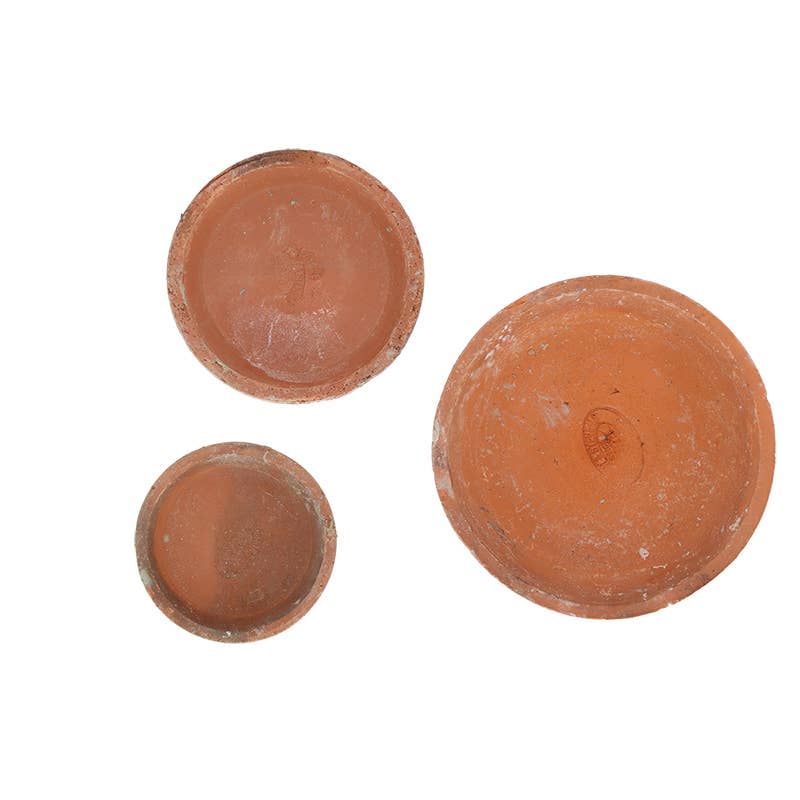 Aged Terracotta Set of 3 Round Saucers for AT01