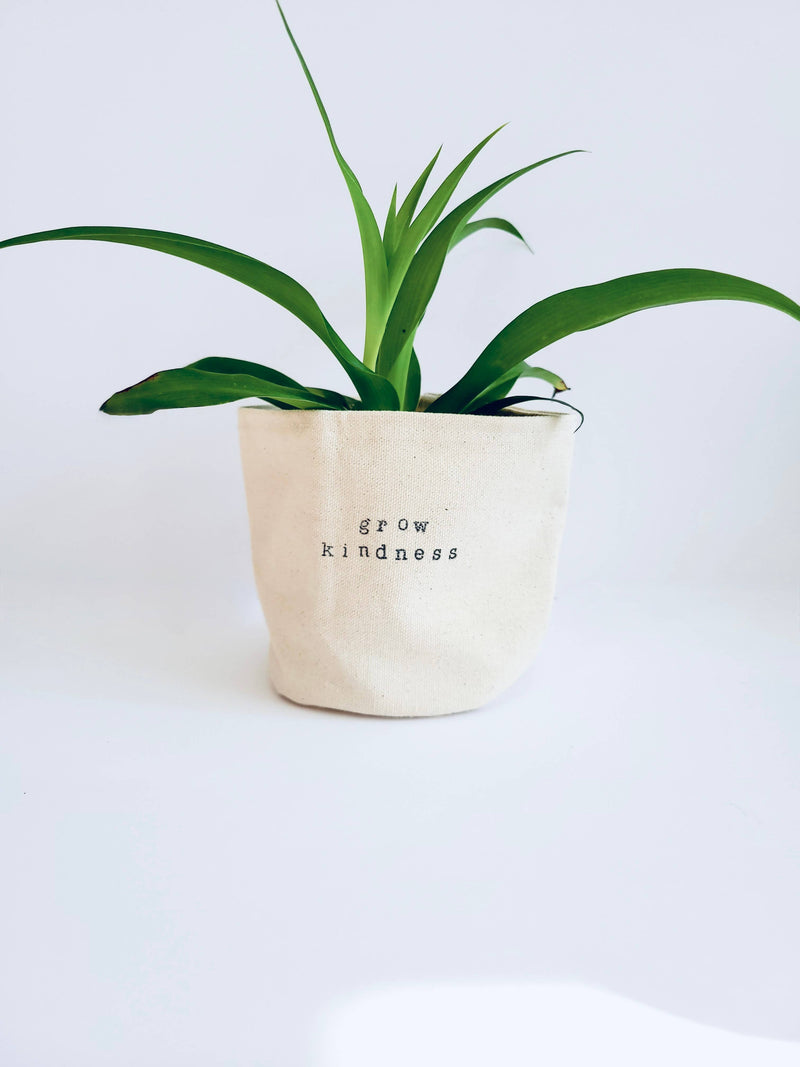 Grow Kindness Canvas Plant Pot Cover