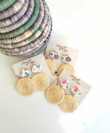 Floral Woven Disc Earrings