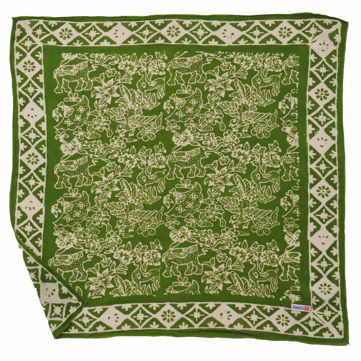 Hand Dyed Batik Bandana, 100% Soft Cotton, Green Serenity