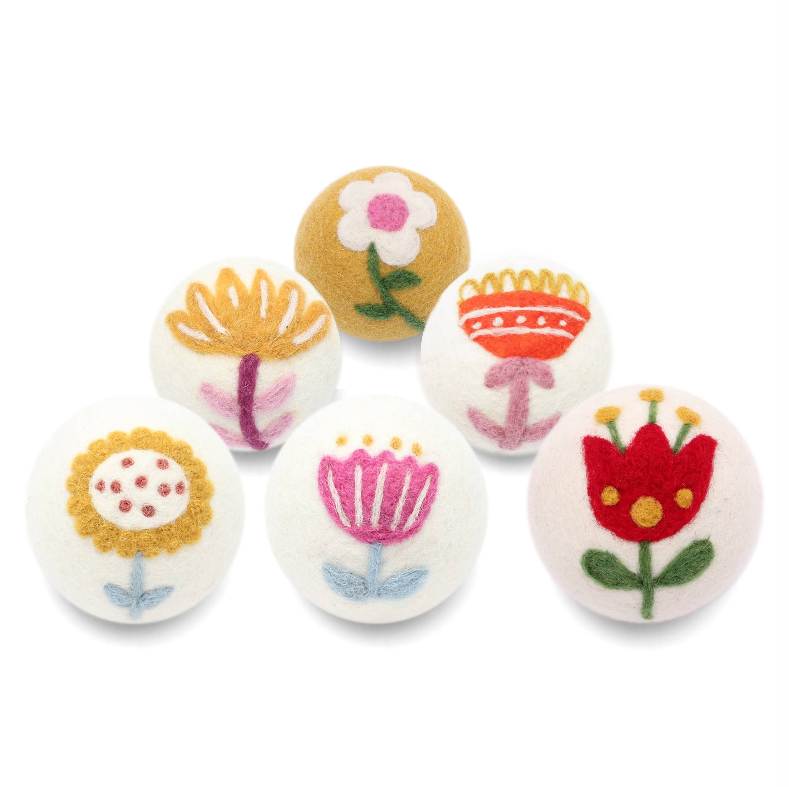Yellow/Pink Flower: Eco Wool Dryer Ball