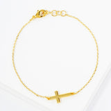 Religious-Theme Sideways Cross Chain Bracelet