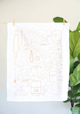 Bread Baking Tea Towel | bakers tea towel sourdough bread baking ingredients kitchen towel mothers day gift farmhouse recipe towel