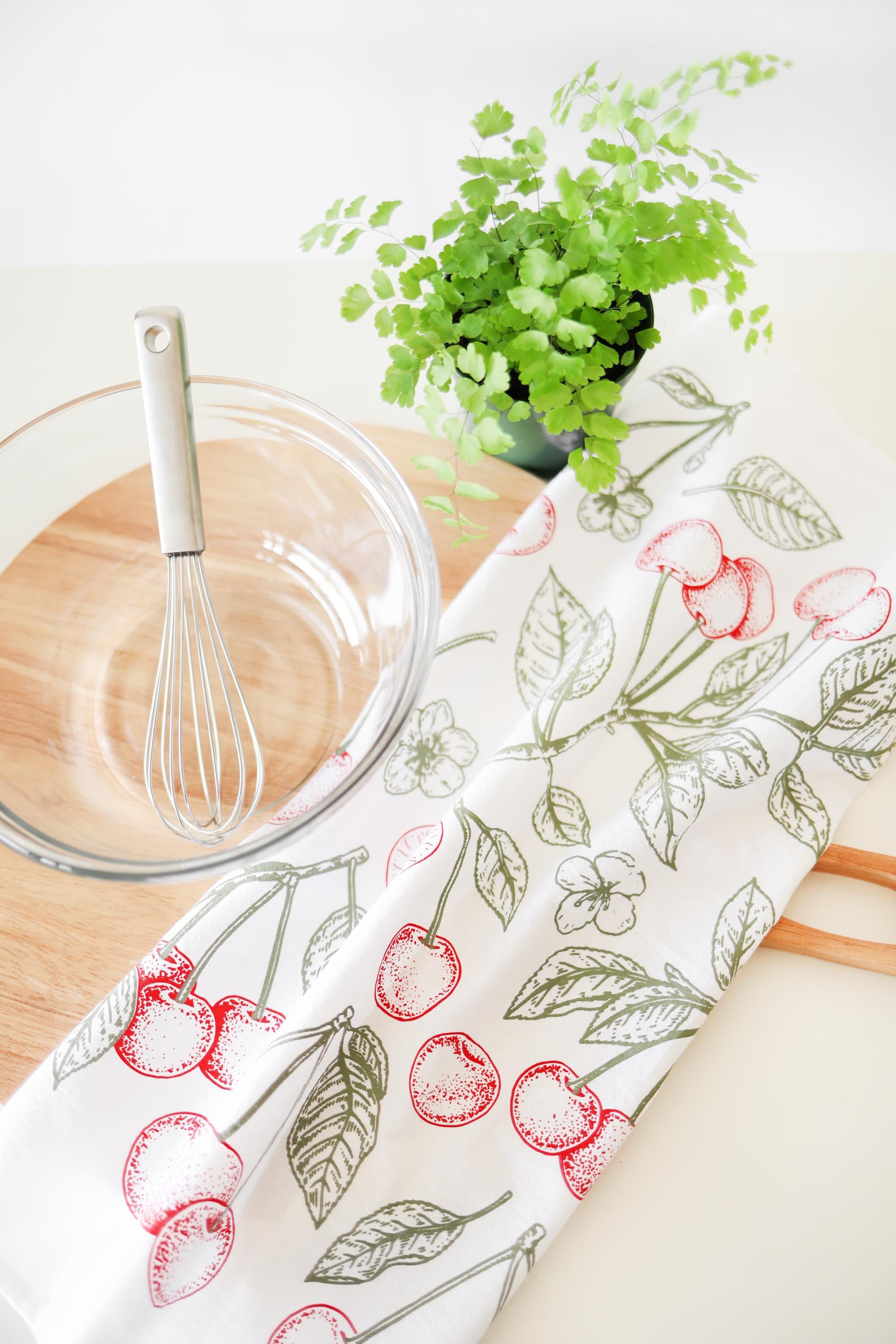 Cherry Tea Towel | fruit tea towel spring garden kitchen towel farmhouse napkins basket liner gift wrap hand towel botanical print