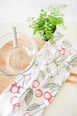 Cherry Tea Towel | fruit tea towel spring garden kitchen towel farmhouse napkins basket liner gift wrap hand towel botanical print