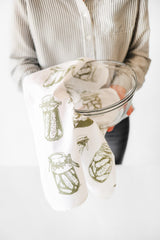 Pickle Tea Towel | botanical tea towel pickle canning jars spring garden kitchen towel farmhouse napkins basket liner gift wrap hand towel