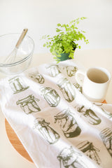 Pickle Tea Towel | botanical tea towel pickle canning jars spring garden kitchen towel farmhouse napkins basket liner gift wrap hand towel