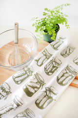 Pickle Tea Towel | botanical tea towel pickle canning jars spring garden kitchen towel farmhouse napkins basket liner gift wrap hand towel