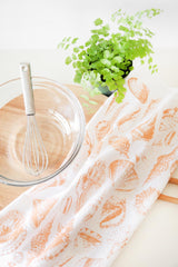 Seashell Tea Towel | shell tea towel nautical kitchen towel beach house napkins basket liner gift wrap hand towel ocean seashell decor