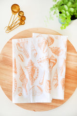 Seashell Tea Towel | shell tea towel nautical kitchen towel beach house napkins basket liner gift wrap hand towel ocean seashell decor