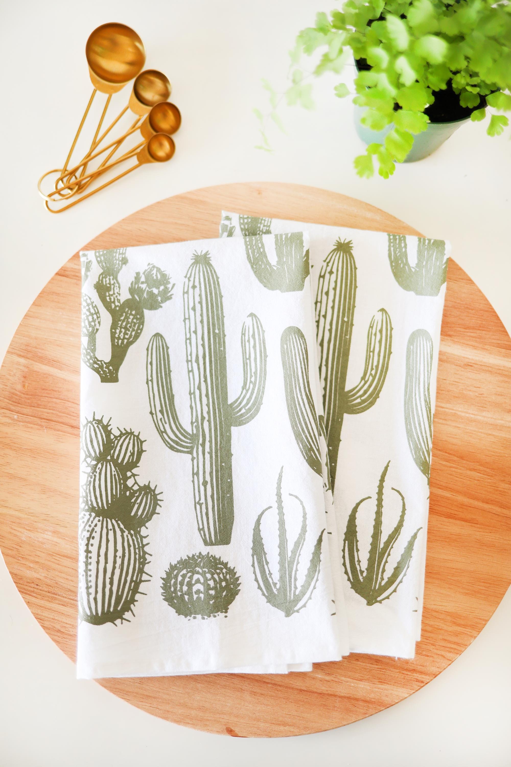 Cactus Tea Towel | desert tea towel southwestern kitchen towel farmhouse napkins basket liner gift wrap hand towel prickly pear succulent