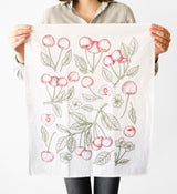 Cherry Tea Towel | fruit tea towel spring garden kitchen towel farmhouse napkins basket liner gift wrap hand towel botanical print