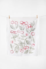 Cherry Tea Towel | fruit tea towel spring garden kitchen towel farmhouse napkins basket liner gift wrap hand towel botanical print