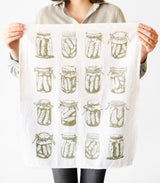 Pickle Tea Towel | botanical tea towel pickle canning jars spring garden kitchen towel farmhouse napkins basket liner gift wrap hand towel