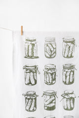 Pickle Tea Towel | botanical tea towel pickle canning jars spring garden kitchen towel farmhouse napkins basket liner gift wrap hand towel