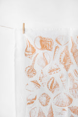 Seashell Tea Towel | shell tea towel nautical kitchen towel beach house napkins basket liner gift wrap hand towel ocean seashell decor