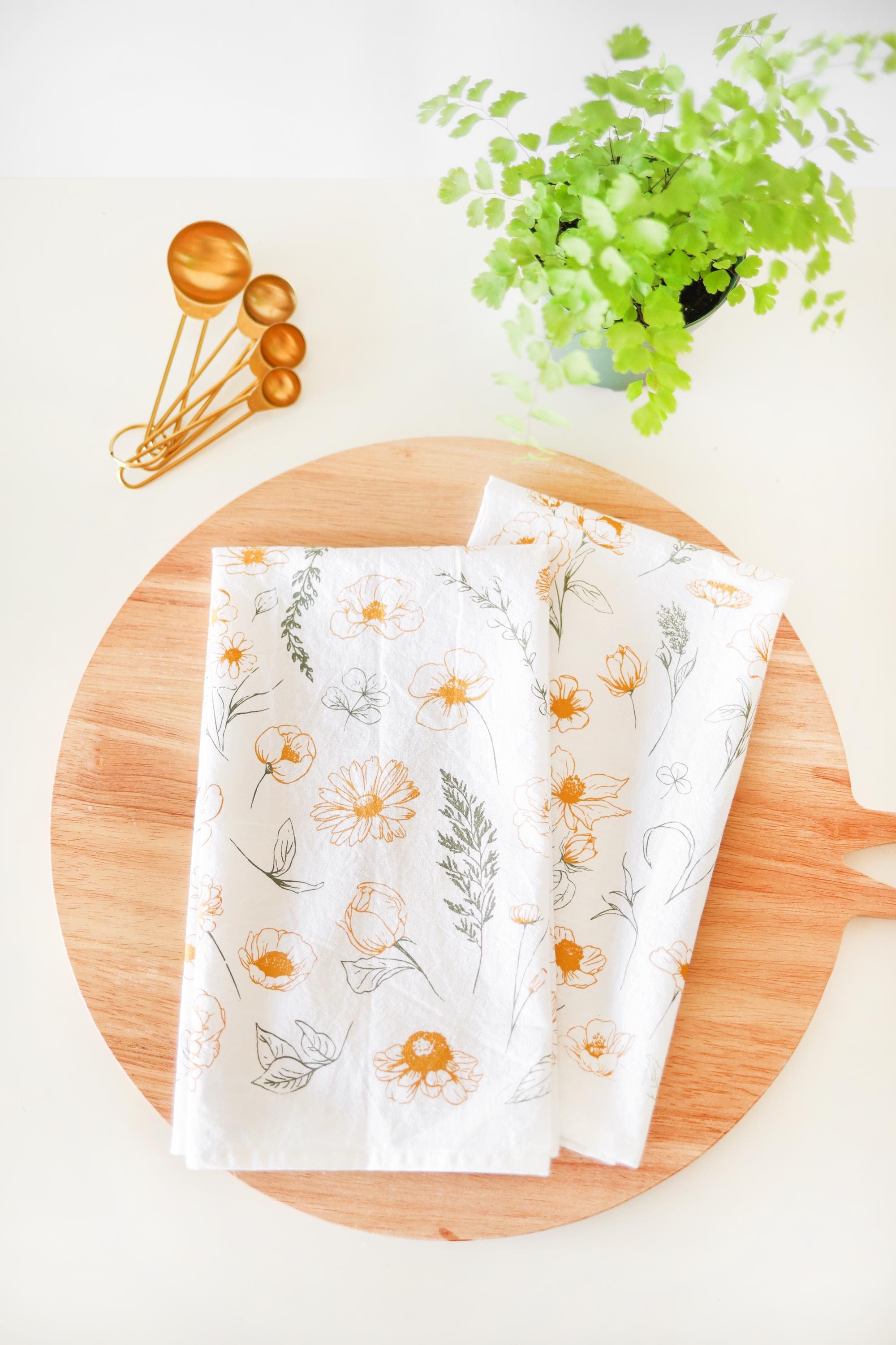 Flower Garden Tea Towel | floral tea towel wildflower garden spring kitchen towel farmhouse napkins basket liner gift wrap hand towel