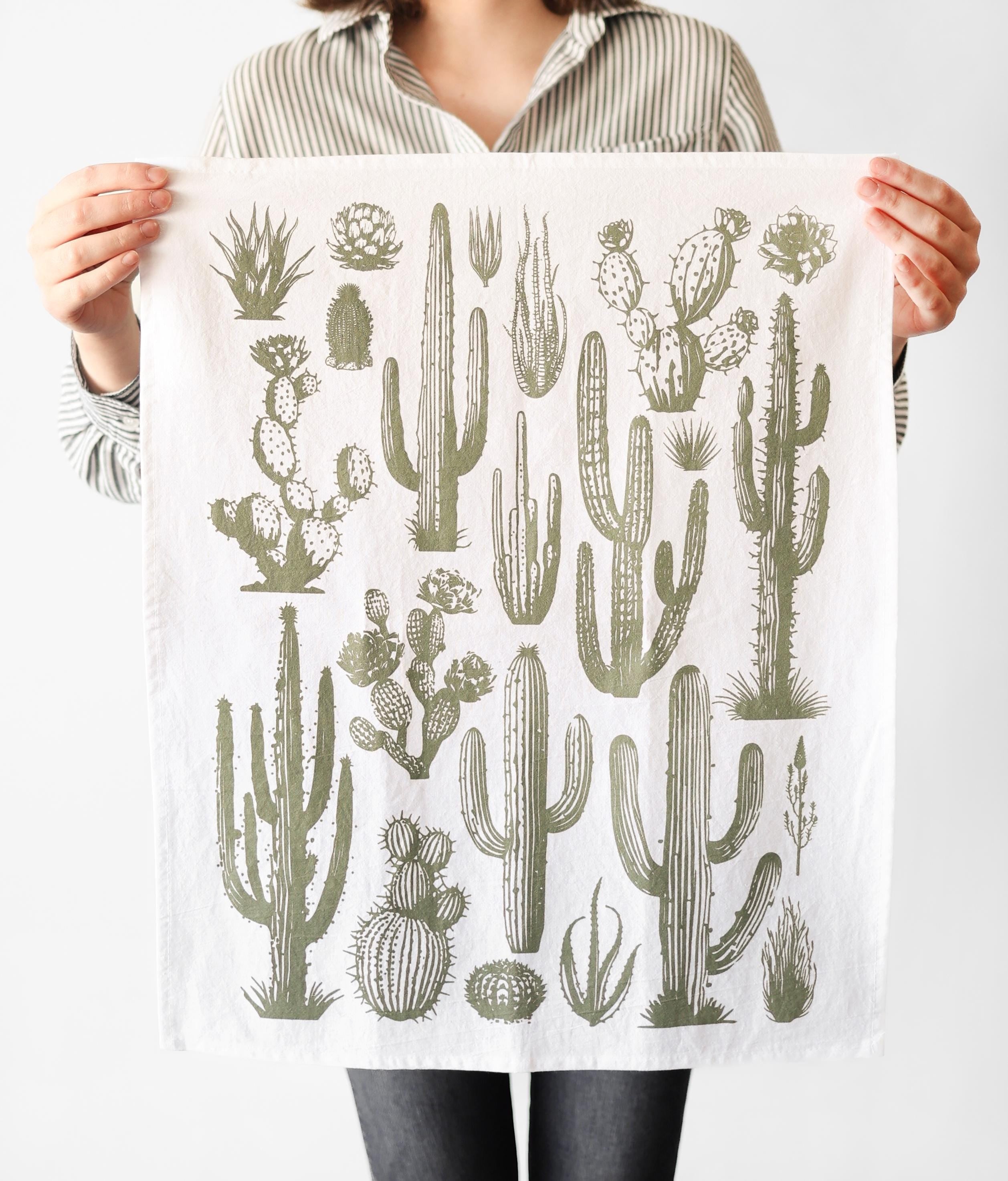 Cactus Tea Towel | desert tea towel southwestern kitchen towel farmhouse napkins basket liner gift wrap hand towel prickly pear succulent