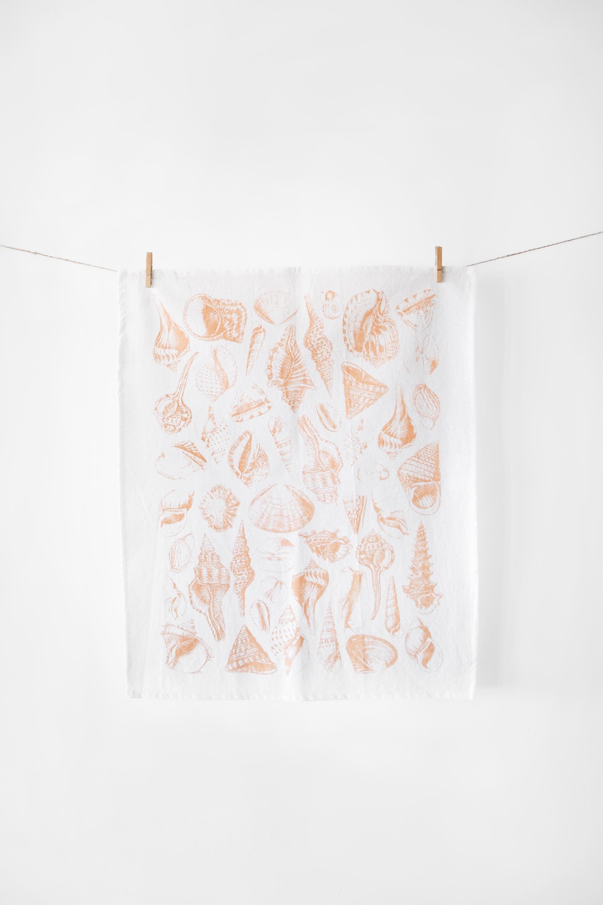 Seashell Tea Towel | shell tea towel nautical kitchen towel beach house napkins basket liner gift wrap hand towel ocean seashell decor