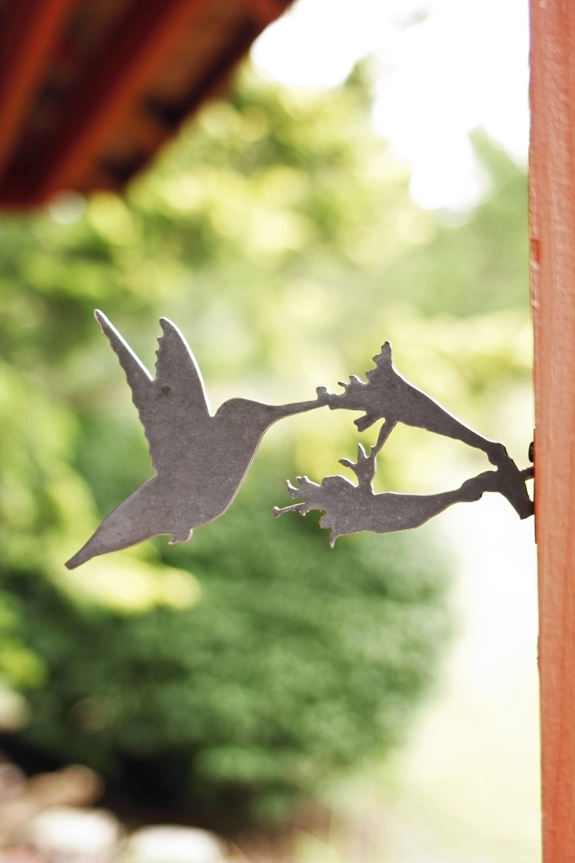 Hummingbird Statue Metal Bird Art | bird watcher garden gift farmhouse decor garden statue bird art rustic outdoor cottage landscape nature