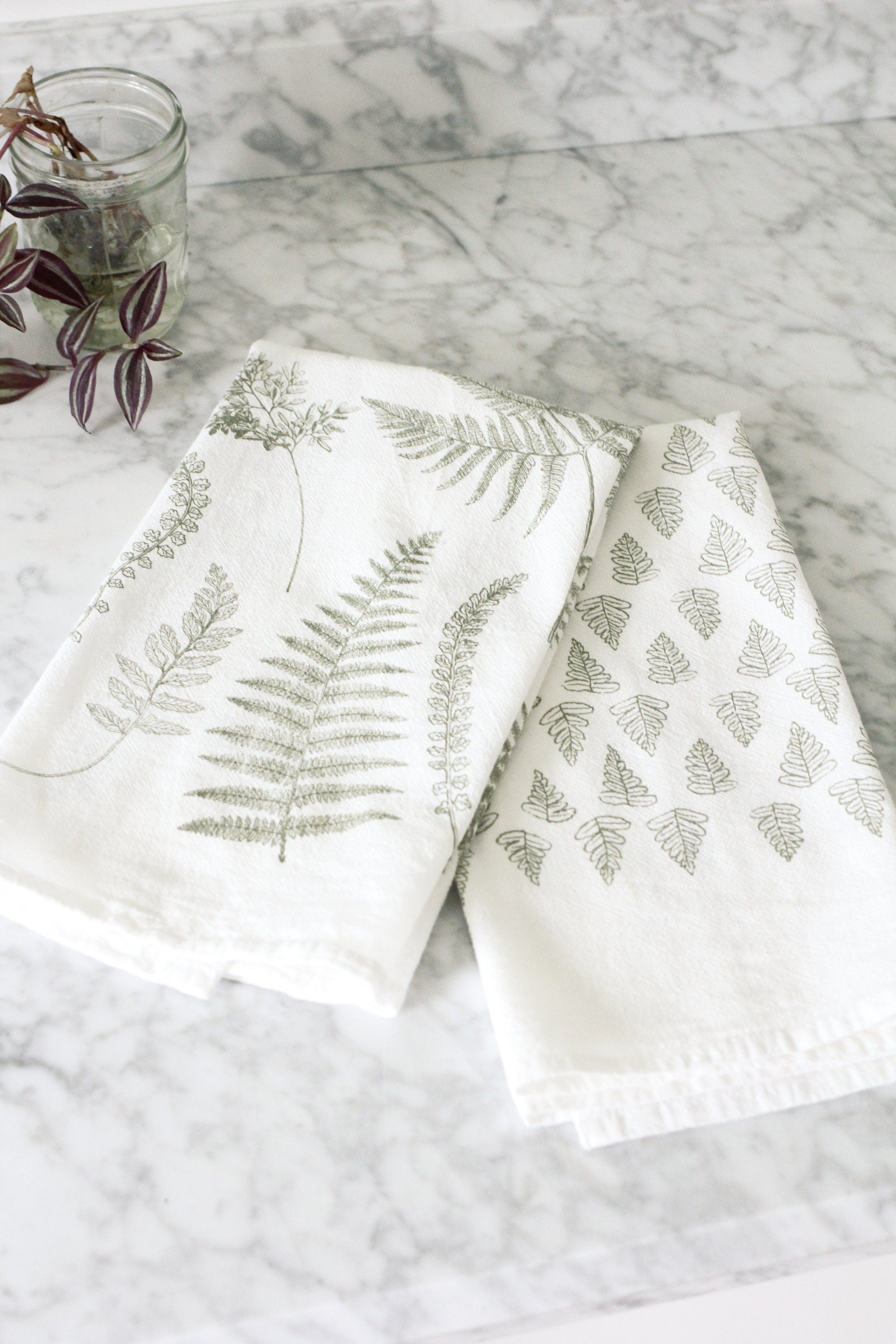 Fern Fronds Tea Towel | cottagecore kitchen towel mothers day pastel botanical flour sack tea towel grandmillenial floral decor