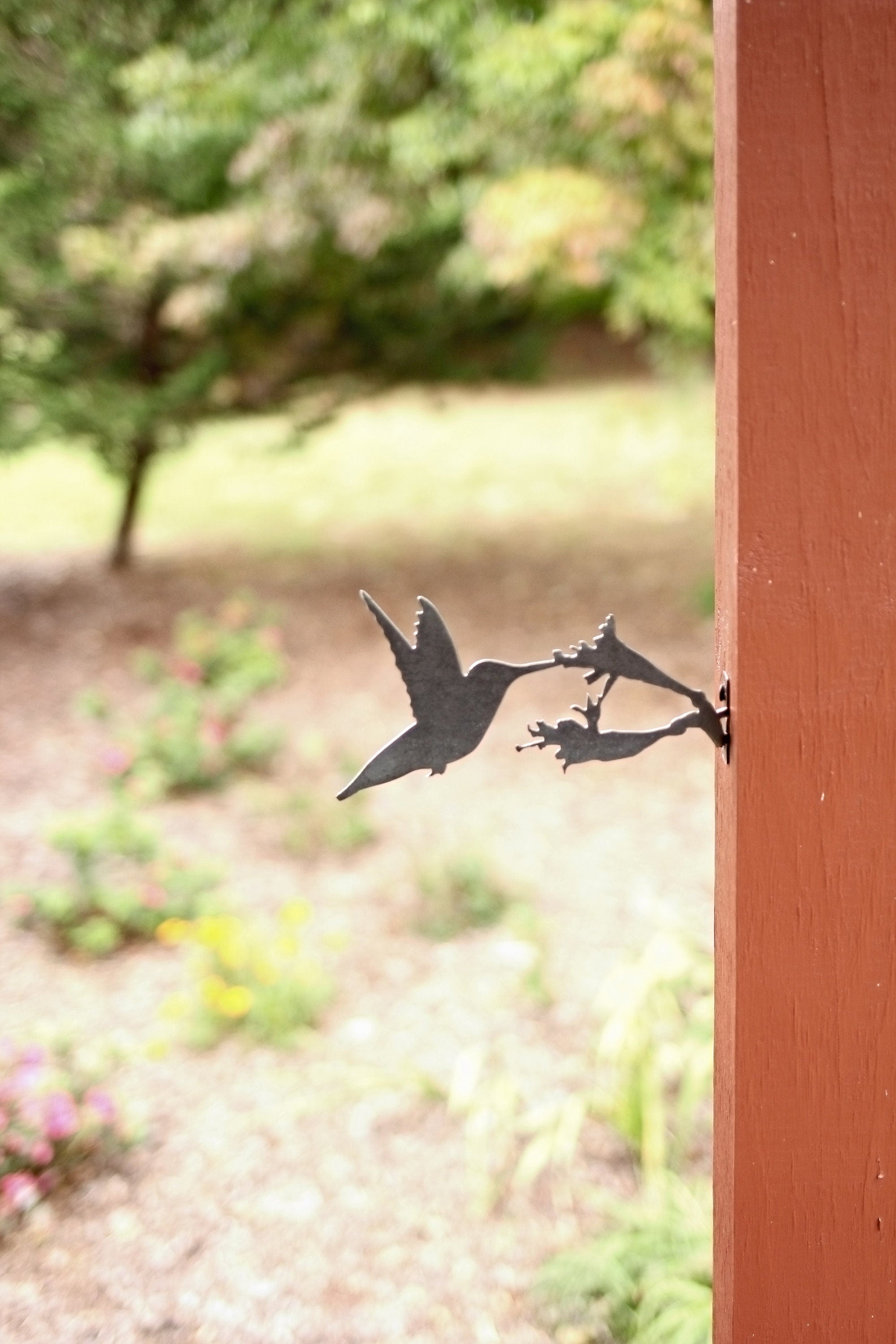 Hummingbird Statue Metal Bird Art | bird watcher garden gift farmhouse decor garden statue bird art rustic outdoor cottage landscape nature
