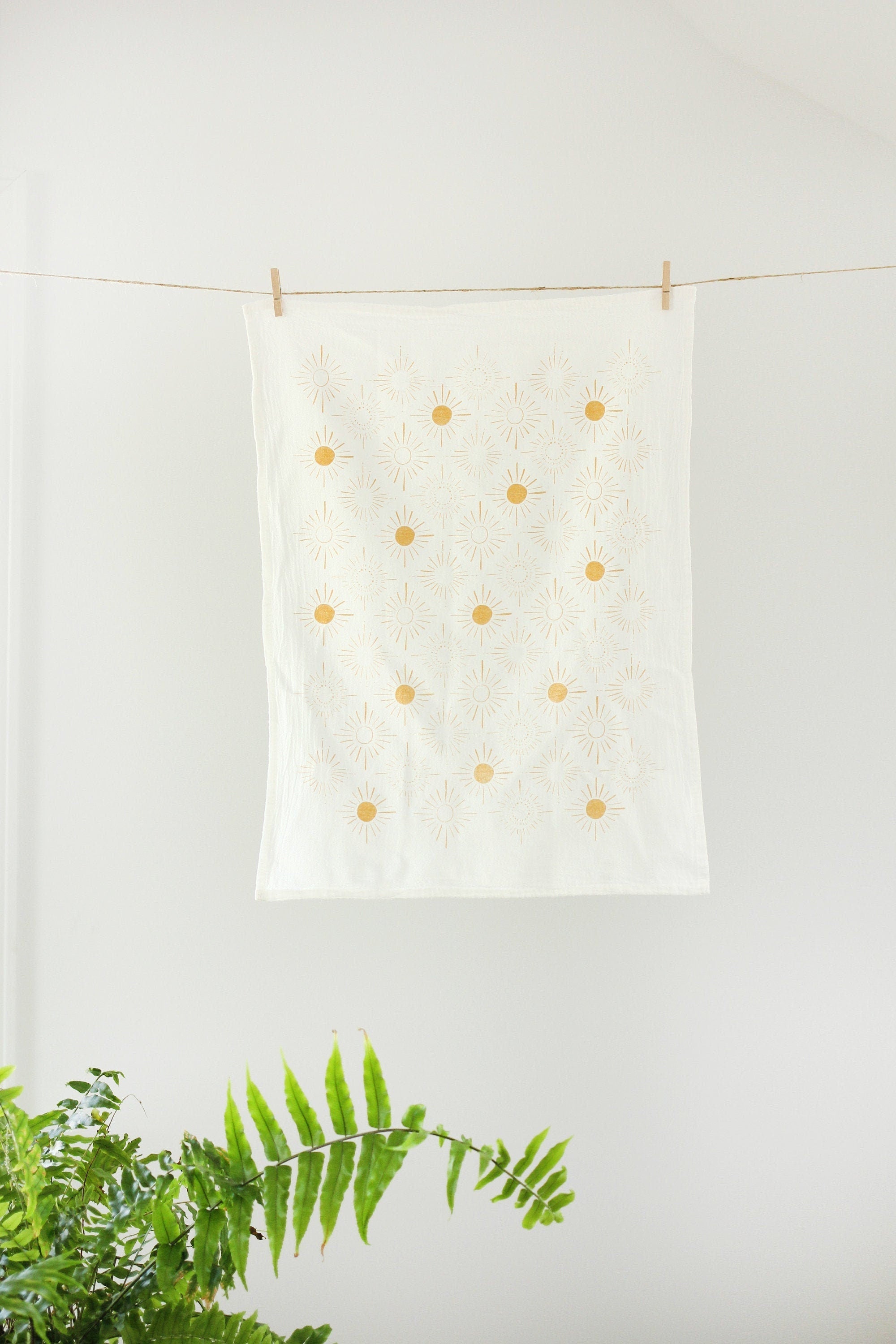 Sundance Pattern Tea Towel | yellow hand towel flour sack kitchen dish towel