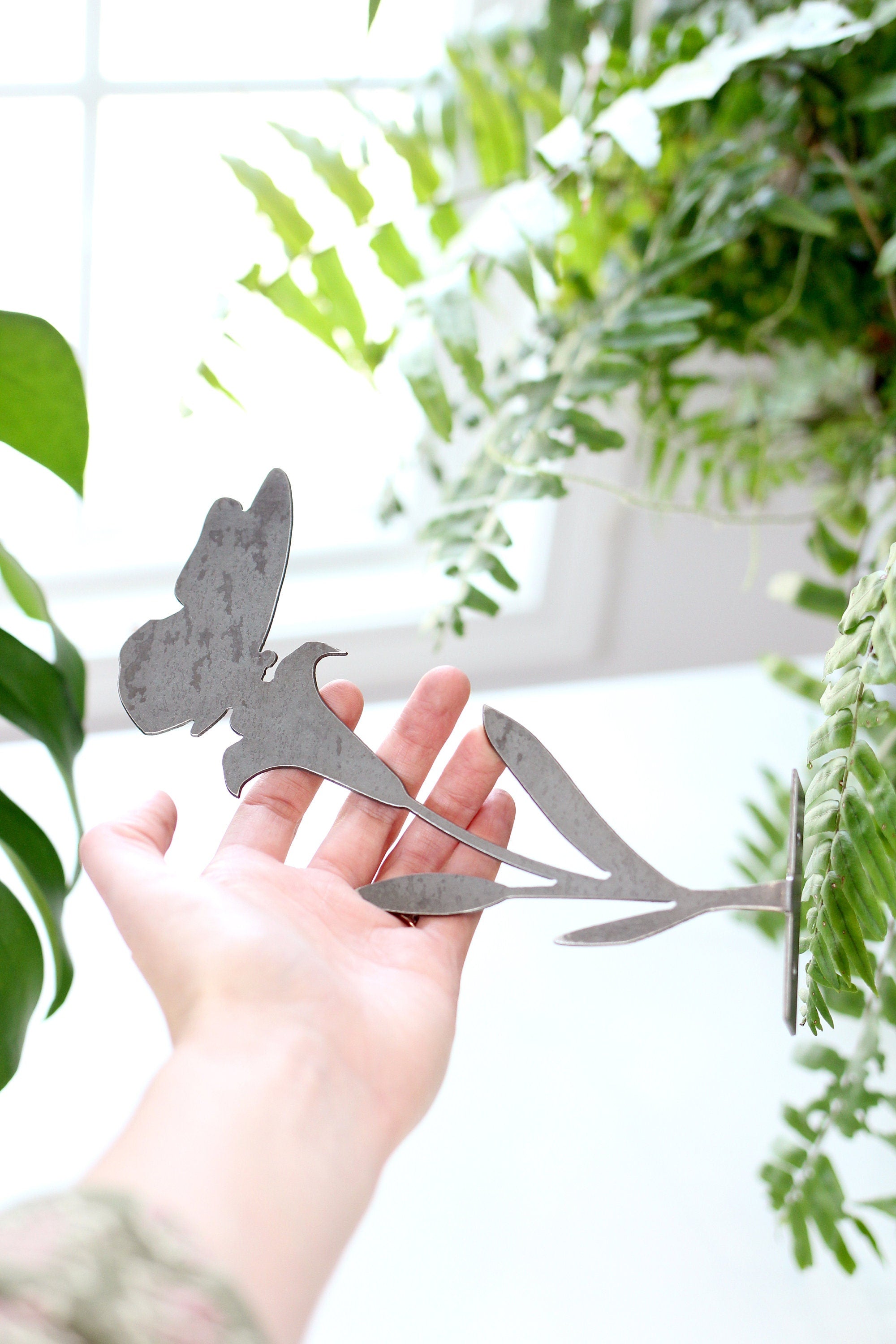 Butterfly Flower Statue Metal Art | butterfly garden statue cottagecore mothers day garden gift grandmillennial spring garden inspiration