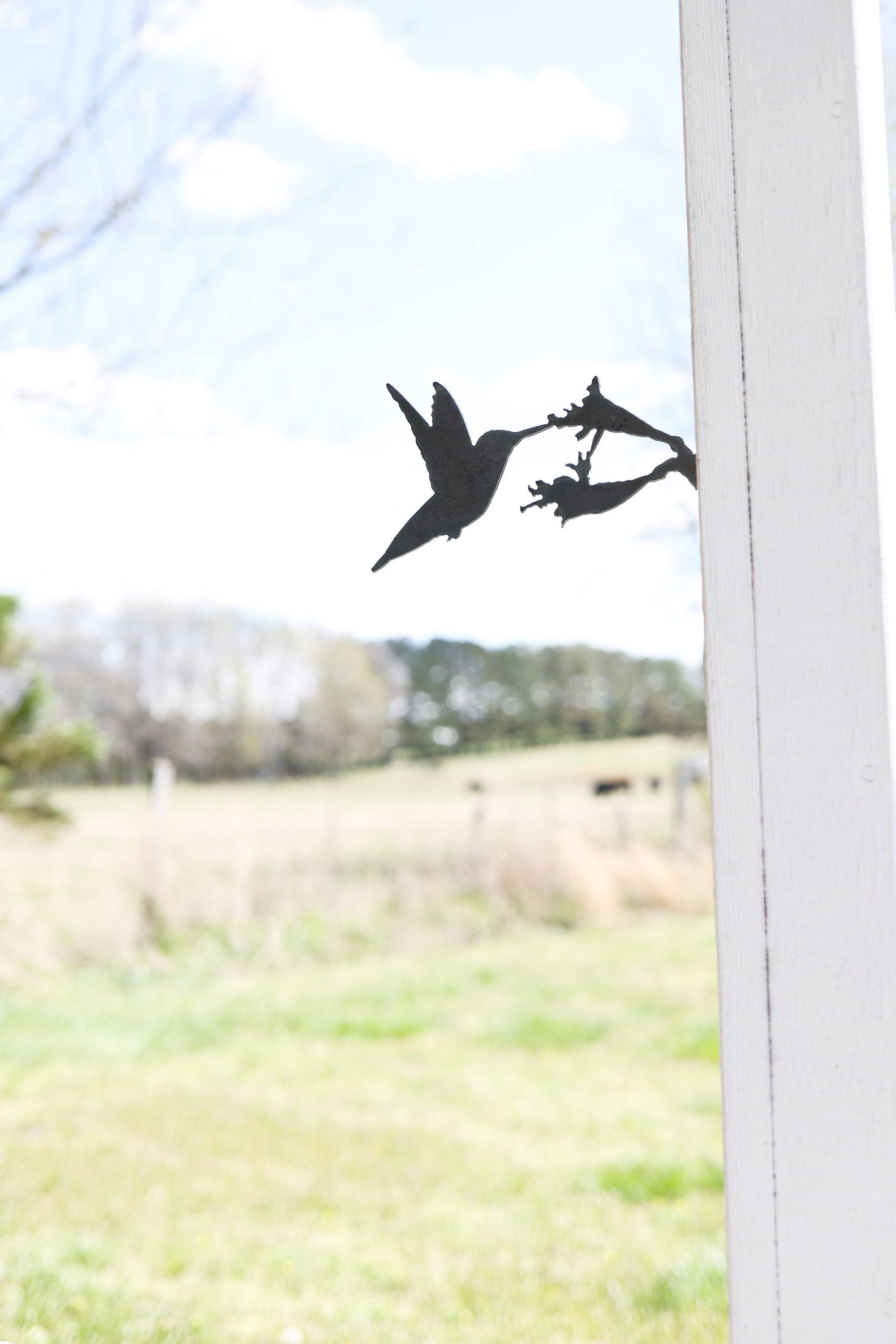Hummingbird Statue Metal Bird Art | bird watcher garden gift farmhouse decor garden statue bird art rustic outdoor cottage landscape nature