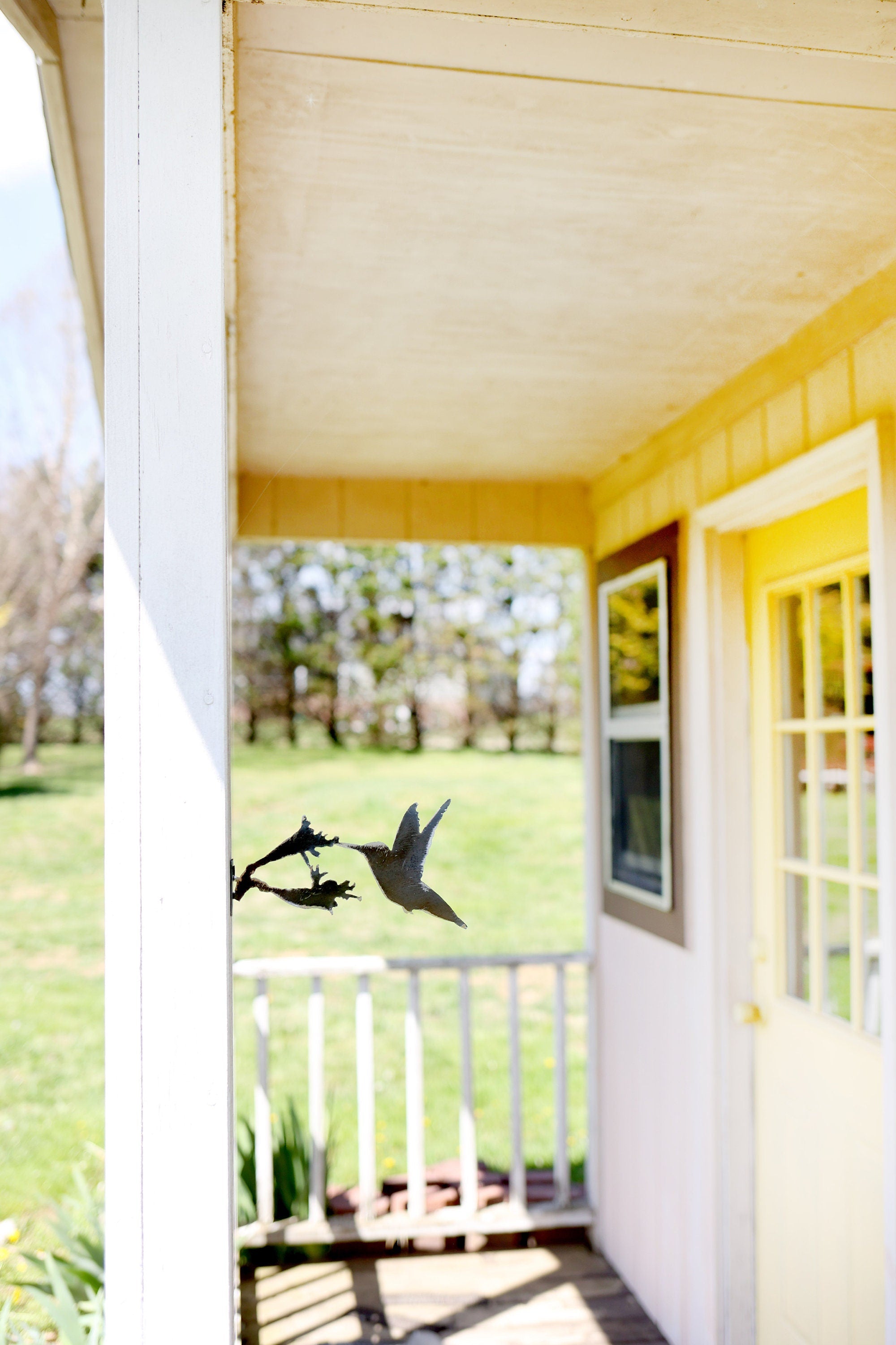 Hummingbird Statue Metal Bird Art | bird watcher garden gift farmhouse decor garden statue bird art rustic outdoor cottage landscape nature