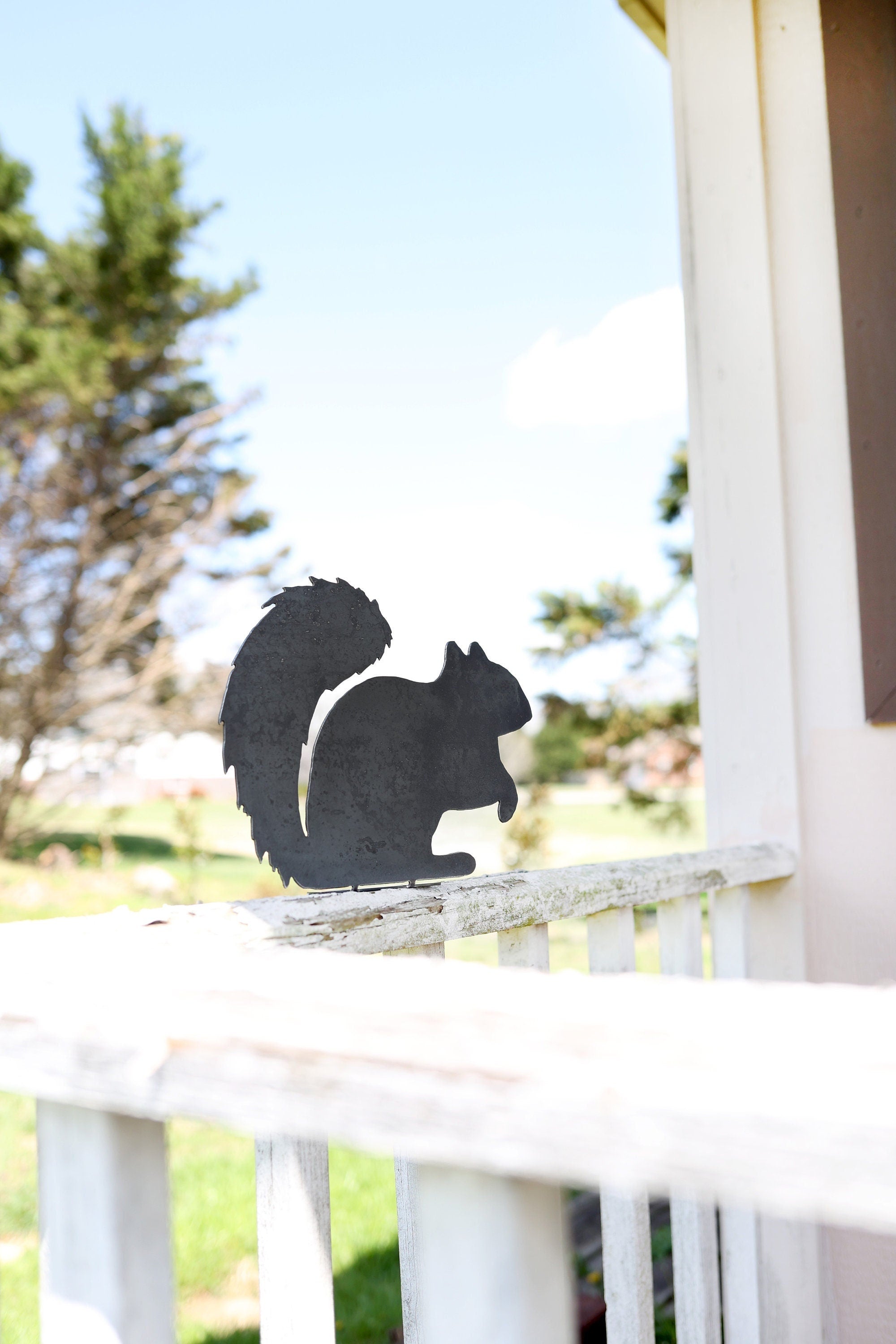 Metal Squirrel Statue | garden squirrel cute outdoor statue farmhouse garden decor statue bird art rustic outdoor cottage landscape nature