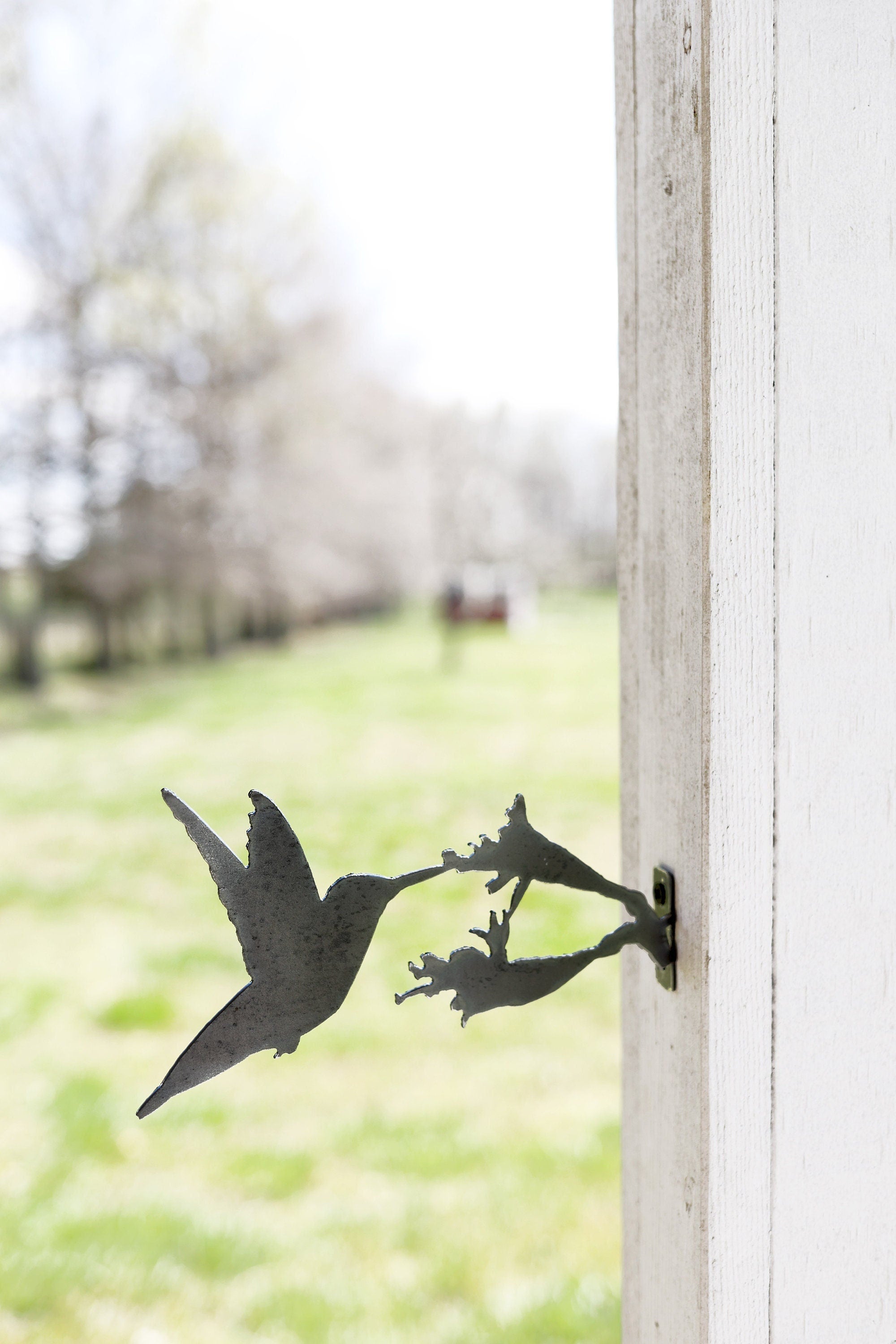 Hummingbird Statue Metal Bird Art | bird watcher garden gift farmhouse decor garden statue bird art rustic outdoor cottage landscape nature
