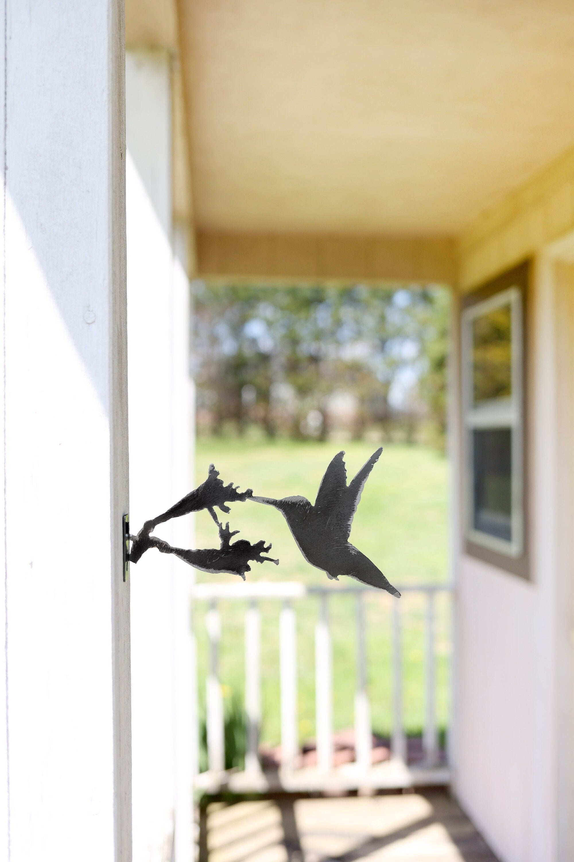 Hummingbird Statue Metal Bird Art | bird watcher garden gift farmhouse decor garden statue bird art rustic outdoor cottage landscape nature