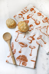 Mushroom Pattern Tea Towel  |  cottagecore towel mushroom flour sack tea towel kitchen dish towel garden reusable paper towel