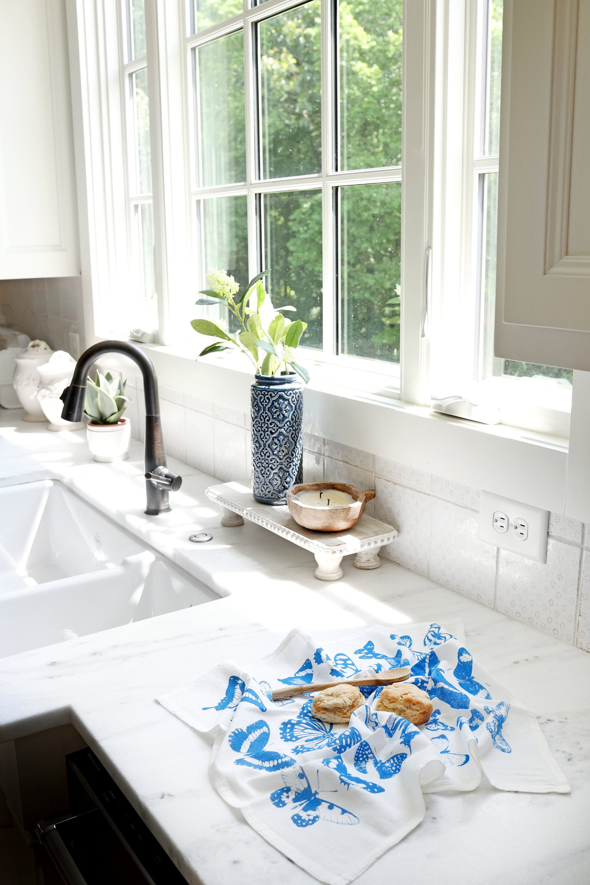 Butterfly Tea Towel | cottagecore flour sack tea towel butterfly dish towel kitchen decor grandmillennial bar cart accessory