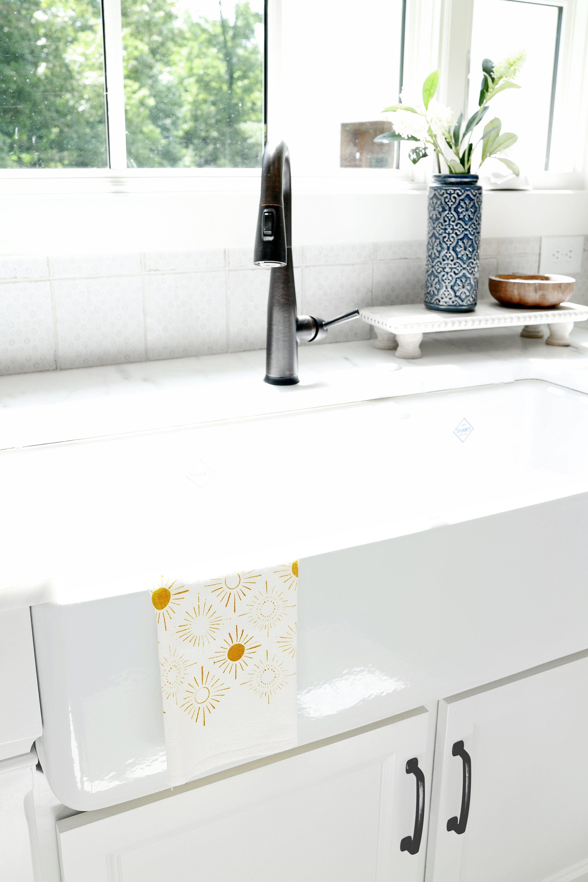 Sundance Pattern Tea Towel | yellow hand towel flour sack kitchen dish towel