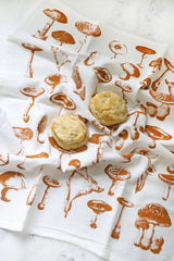 Mushroom Pattern Tea Towel  |  cottagecore towel mushroom flour sack tea towel kitchen dish towel garden reusable paper towel
