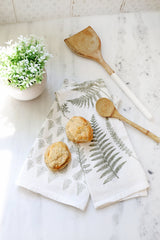 Fern Fronds Tea Towel  |  cottagecore kitchen towel mothers day pastel botanical flour sack tea towel grandmillenial floral decor