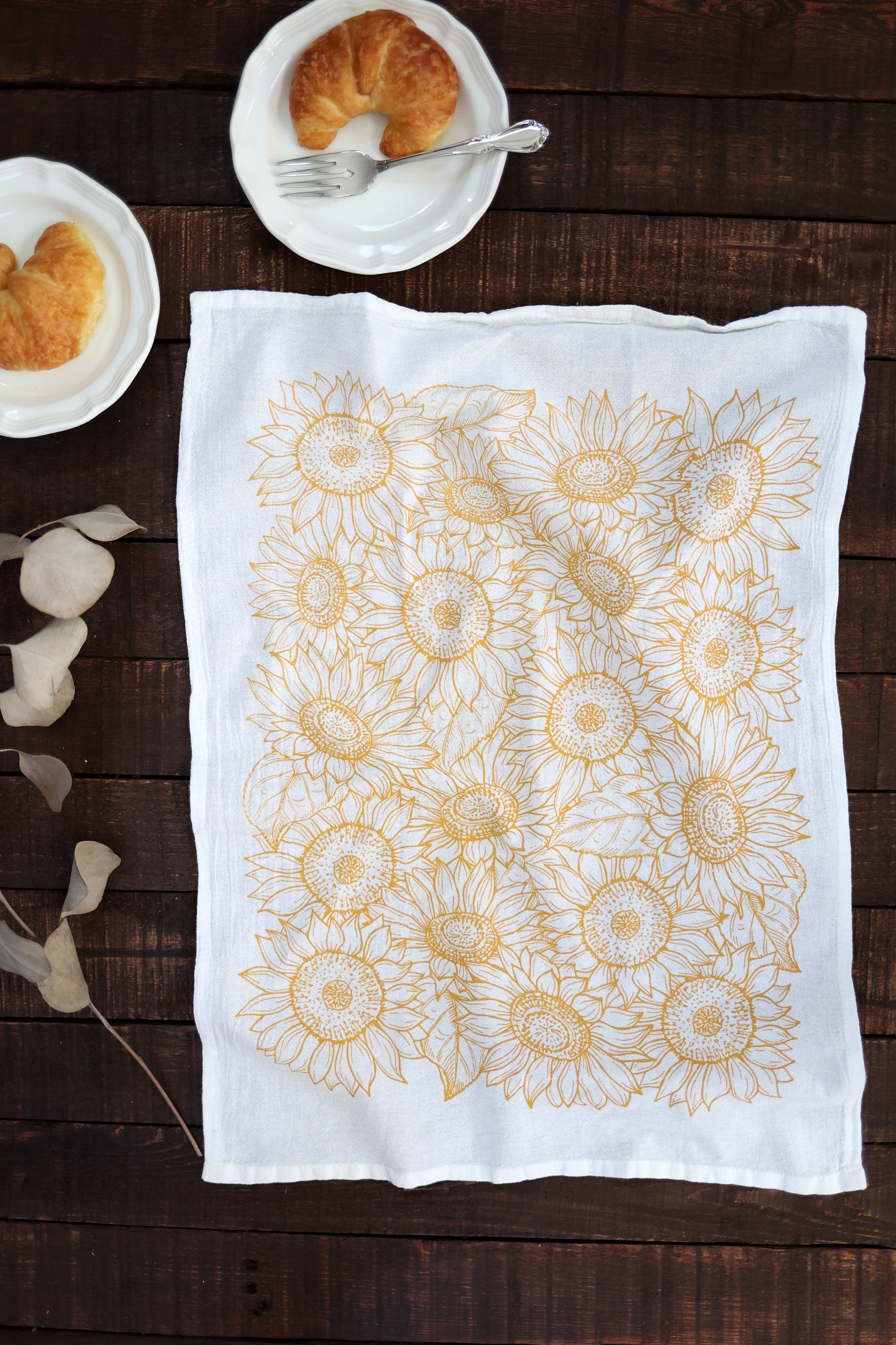 Sunflower Garden Tea Towel | cottagecore flour sack tea towel sunflower kitchen towel mothers day pastel grandmillennial floral decor