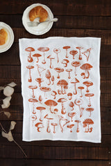 Mushroom Pattern Tea Towel  |  cottagecore towel mushroom flour sack tea towel kitchen dish towel garden reusable paper towel