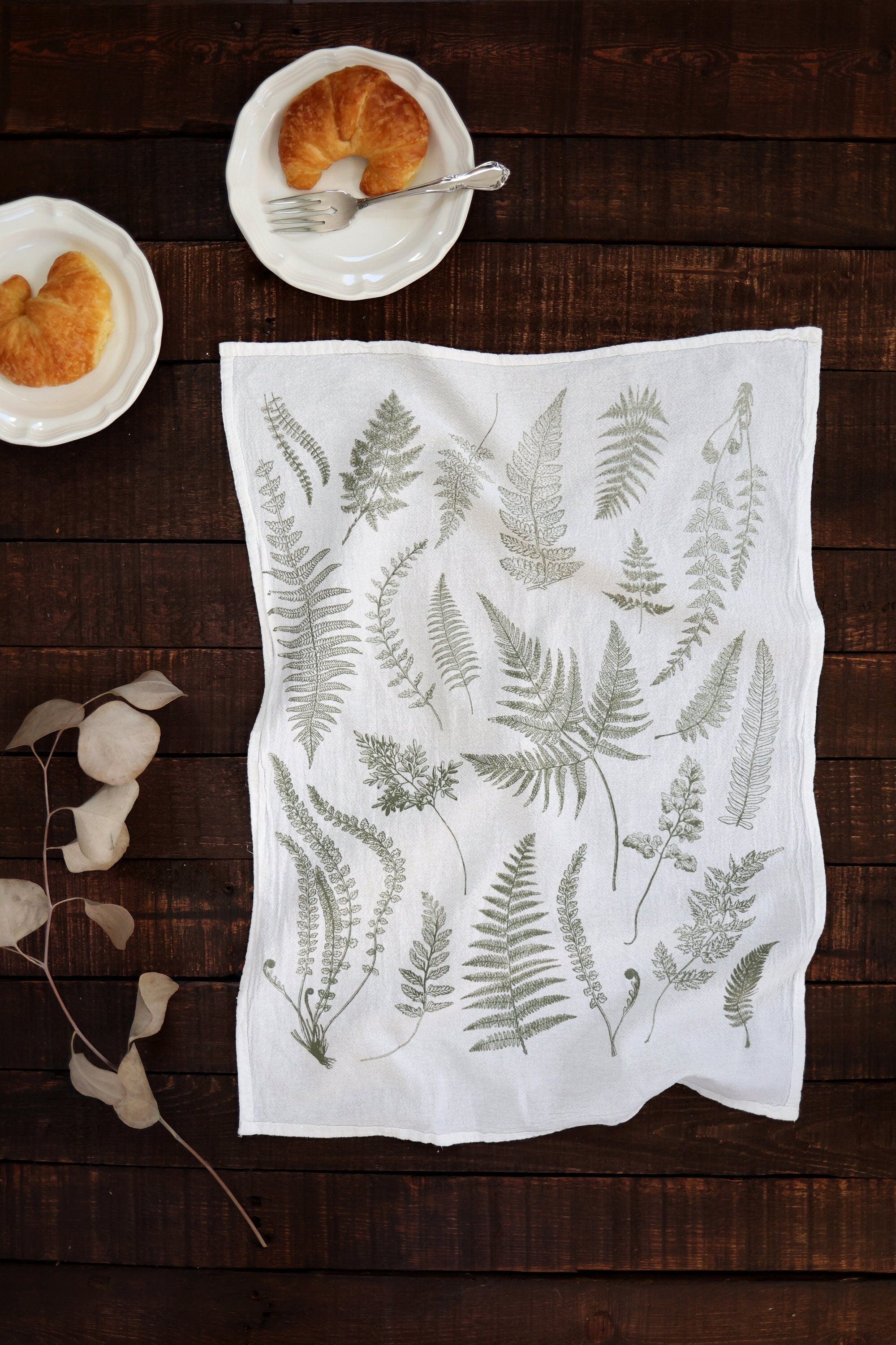 Fern Fronds Tea Towel | cottagecore kitchen towel mothers day pastel botanical flour sack tea towel grandmillenial floral decor
