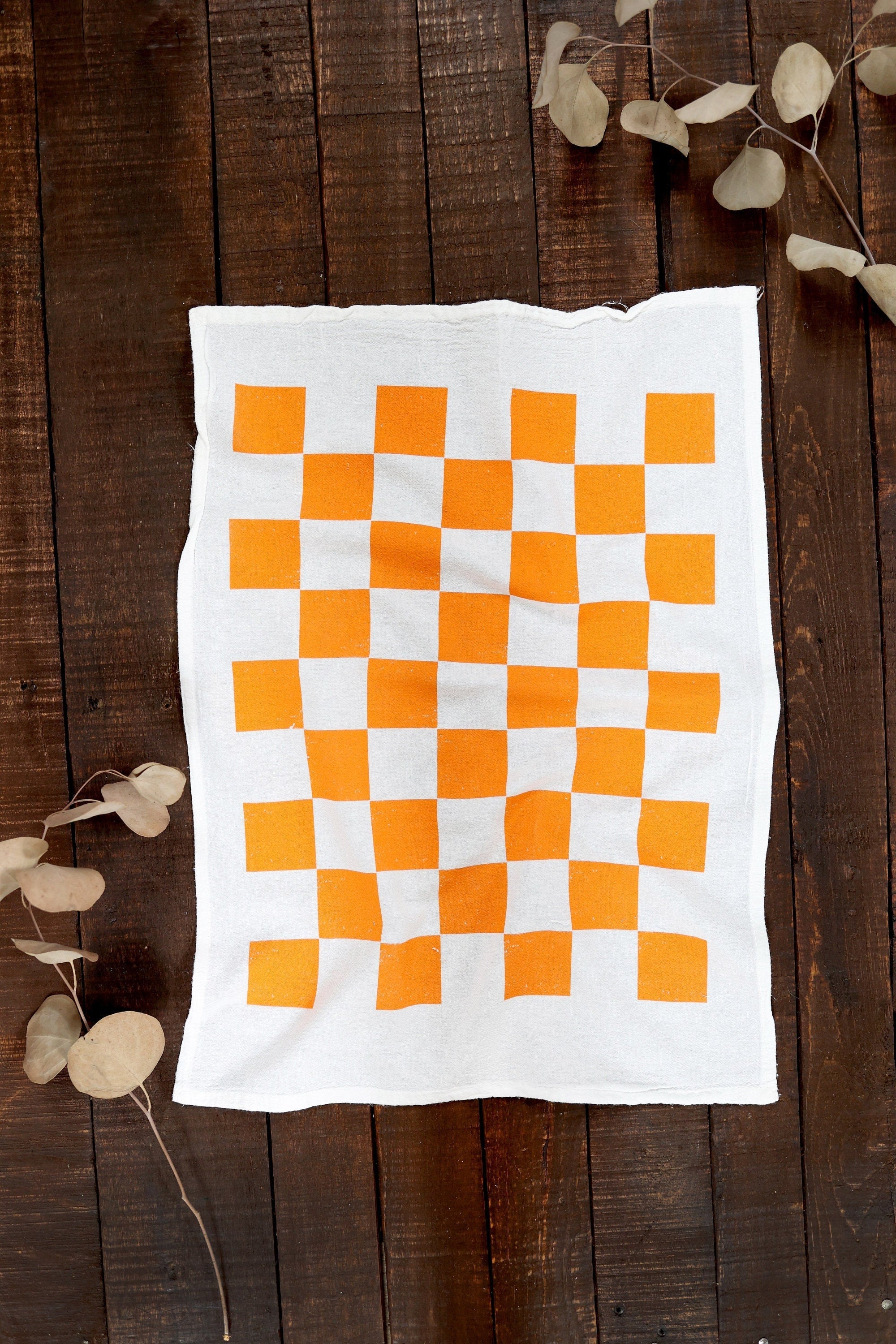 Tennessee Orange Checker Tea Towel | volunteers tailgate flour sack kitchen dish towel hand towel