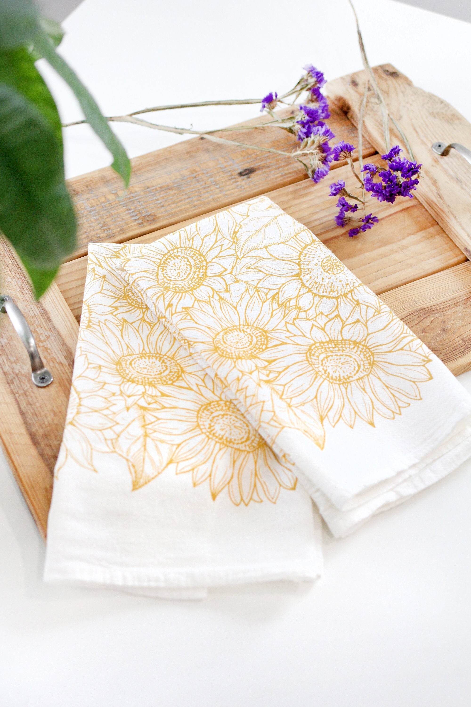 Sunflower Garden Tea Towel | cottagecore flour sack tea towel sunflower kitchen towel mothers day pastel grandmillennial floral decor