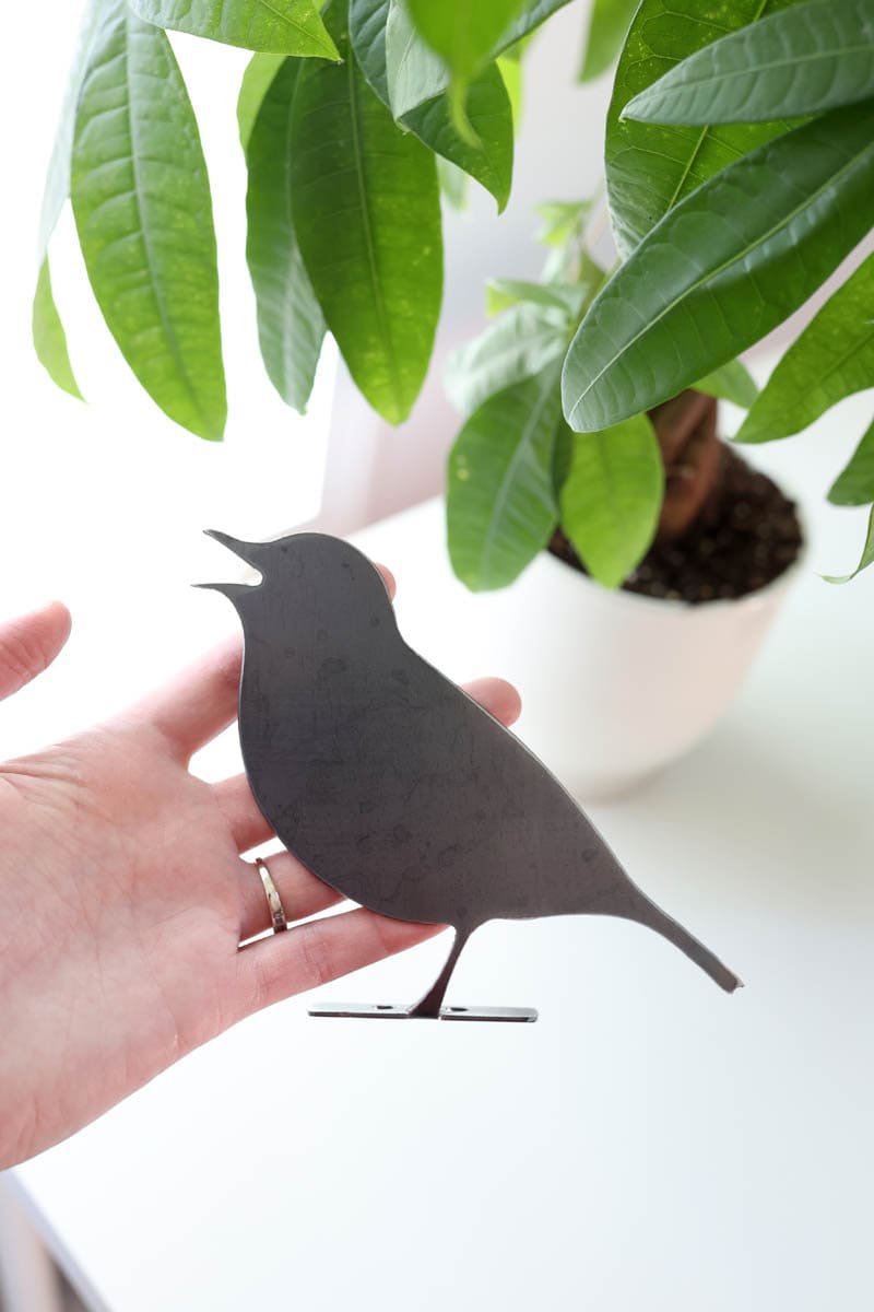 Metal Bird Statue - Singing Mockingbird / Robin | singing mockingbird statue bird watcher garden gift bird art rustic outdoor decor