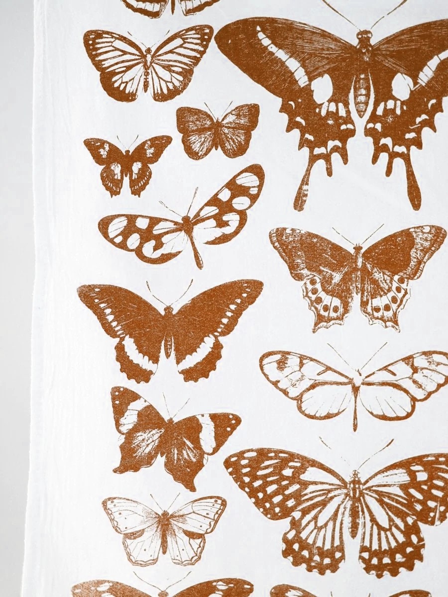 Butterfly Tea Towel Terra-Cotta | cottagecore flour sack tea towel butterfly dish towel kitchen decor grandmillennial moth aesthetic
