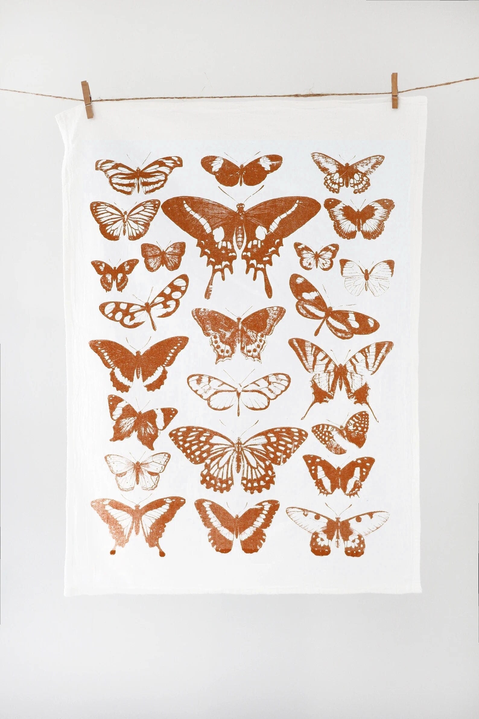 Butterfly Tea Towel Terra-Cotta | cottagecore flour sack tea towel butterfly dish towel kitchen decor grandmillennial moth aesthetic